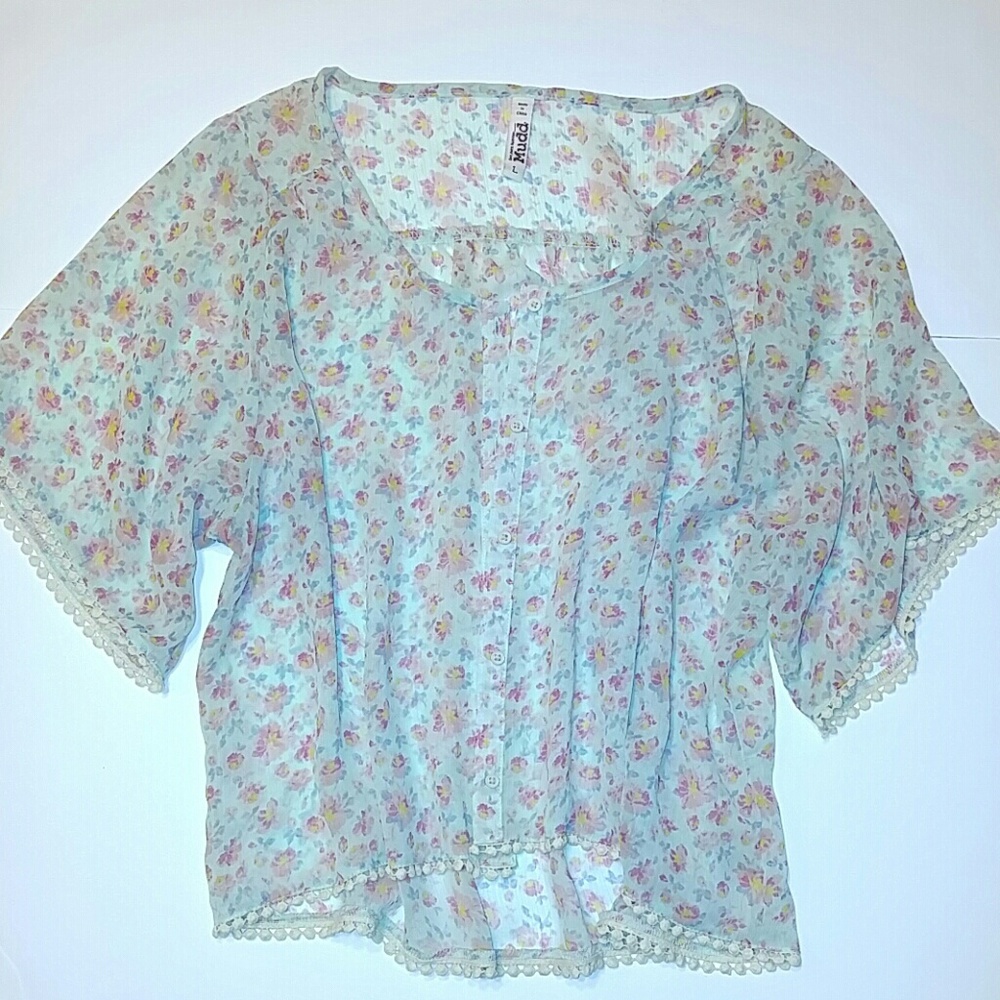 Mudd Sheer Floral Top